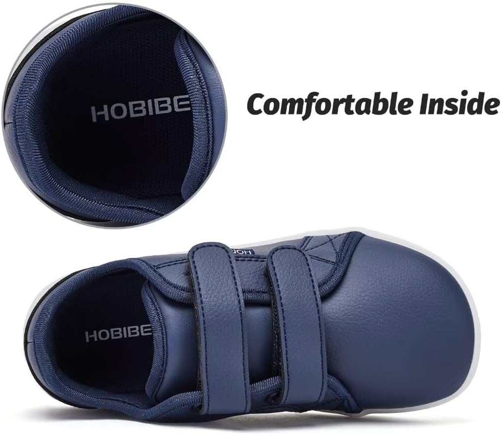 HOBIBEAR Unisex Children's Barefoot Shoes Leather Wide Minimalist Walking Shoes for Boys Girls Comfortable Lightweight1600