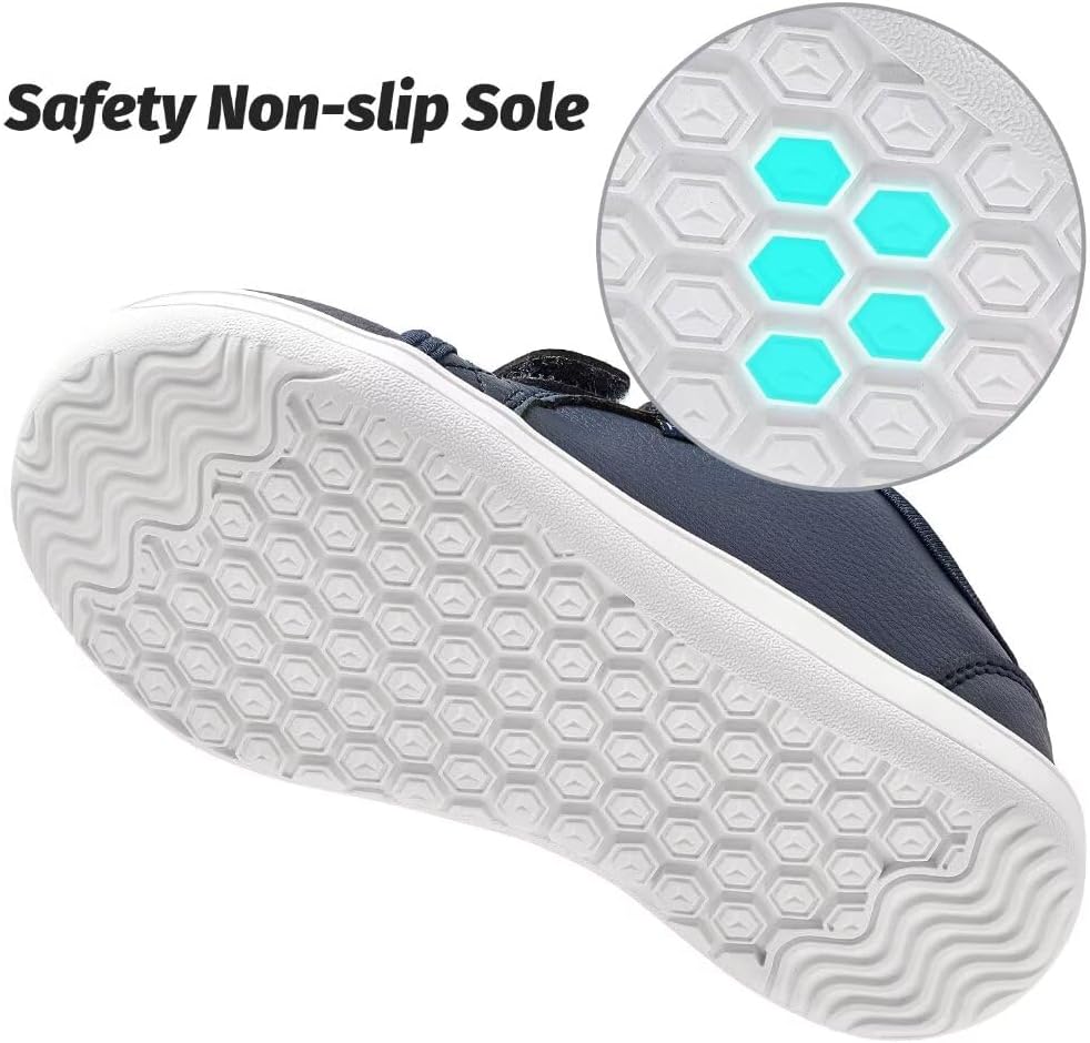 HOBIBEAR Unisex Children's Barefoot Shoes Leather Wide Minimalist Walking Shoes for Boys Girls Comfortable Lightweight1600