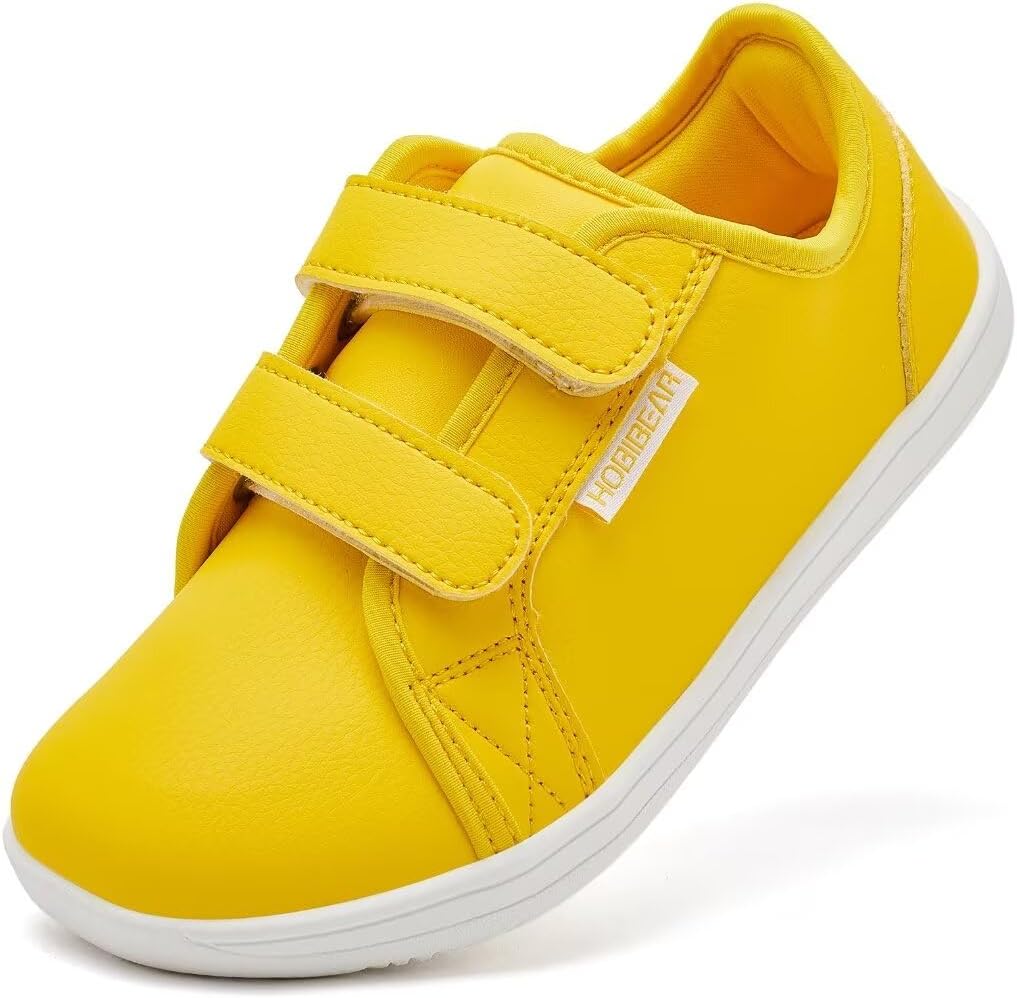 HOBIBEAR Unisex Children's Barefoot Shoes Leather Wide Minimalist Walking Shoes for Boys Girls Comfortable Lightweight1600