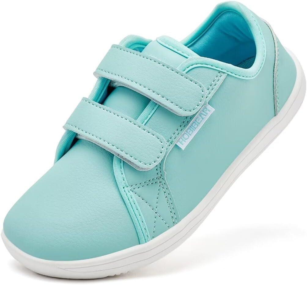 HOBIBEAR Unisex Children's Barefoot Shoes Leather Wide Minimalist Walking Shoes for Boys Girls Comfortable Lightweight1600