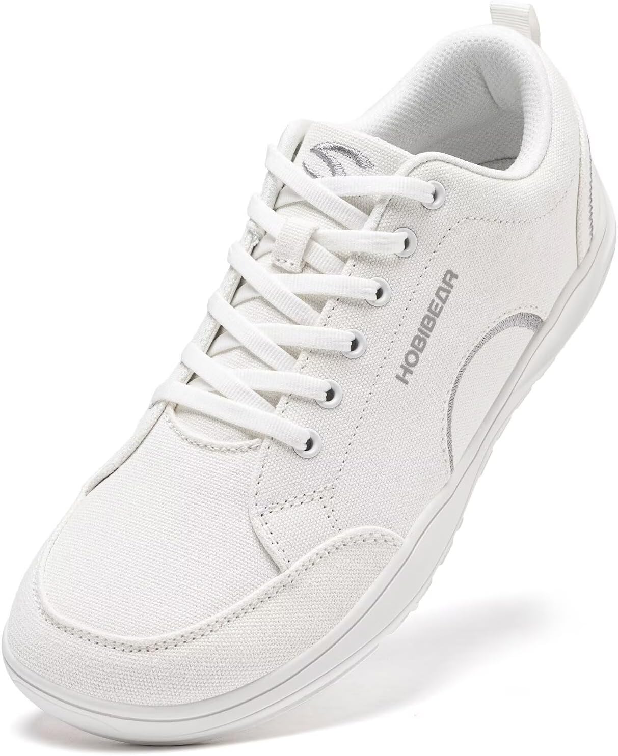 Unisex Shoes with Wide Toe Cap, Minimalist Canvas Barefoot Trainers, Lace-Up Hiking Shoes for Men and Women