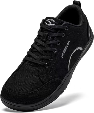 Unisex Shoes with Wide Toe Cap, Minimalist Canvas Barefoot Trainers, Lace-Up Hiking Shoes for Men and Women