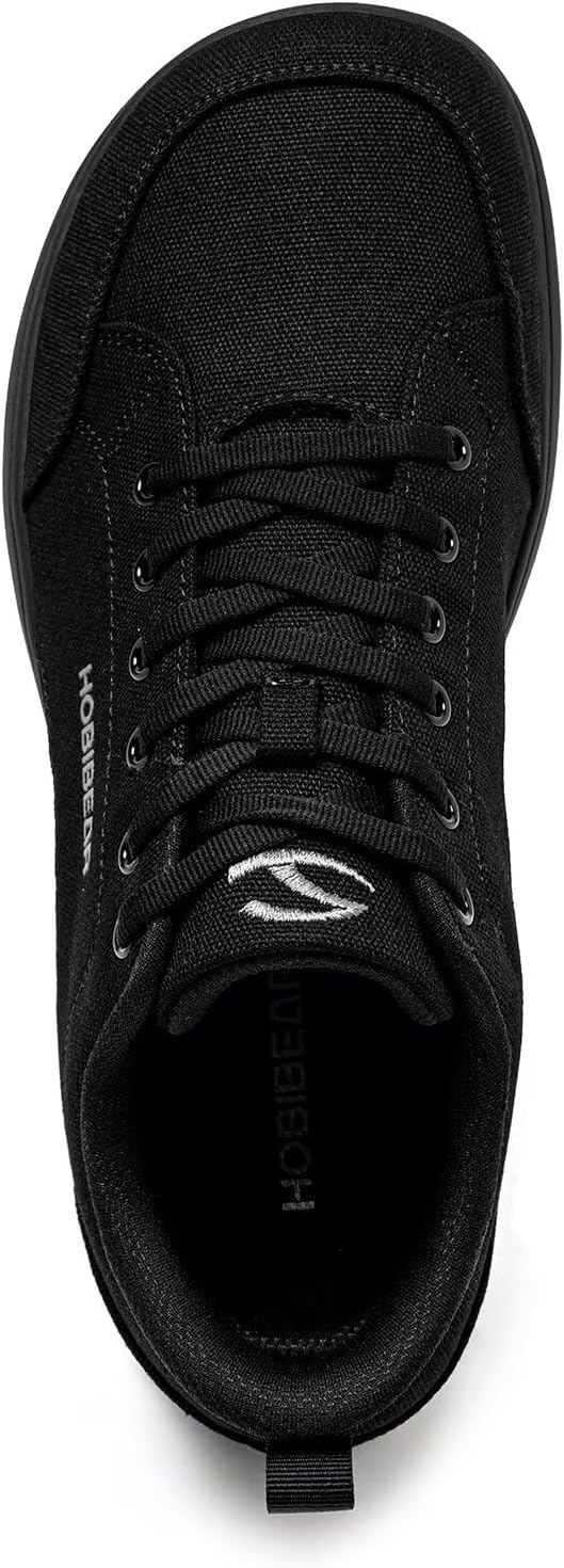 Unisex Shoes with Wide Toe Cap, Minimalist Canvas Barefoot Trainers, Lace-Up Hiking Shoes for Men and Women