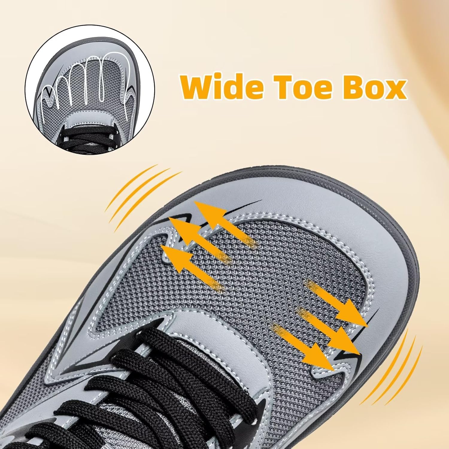 Unisex Wide Toe Barefoot Shoes Minimalist Sneakers for Men Women Lace-up Walking Shoes