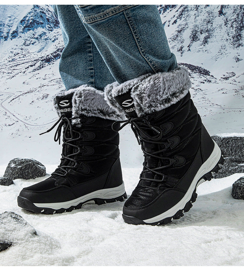 Hobibearwinter adult snow boots for men and women long cotton boots trendytie back ski boots