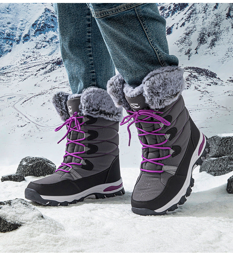 Hobibearwinter adult snow boots for men and women long cotton boots trendytie back ski boots