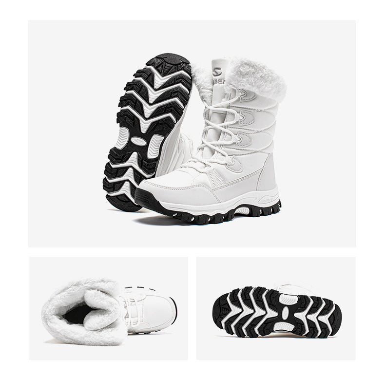 Hobibearwinter adult snow boots for men and women long cotton boots trendytie back ski boots