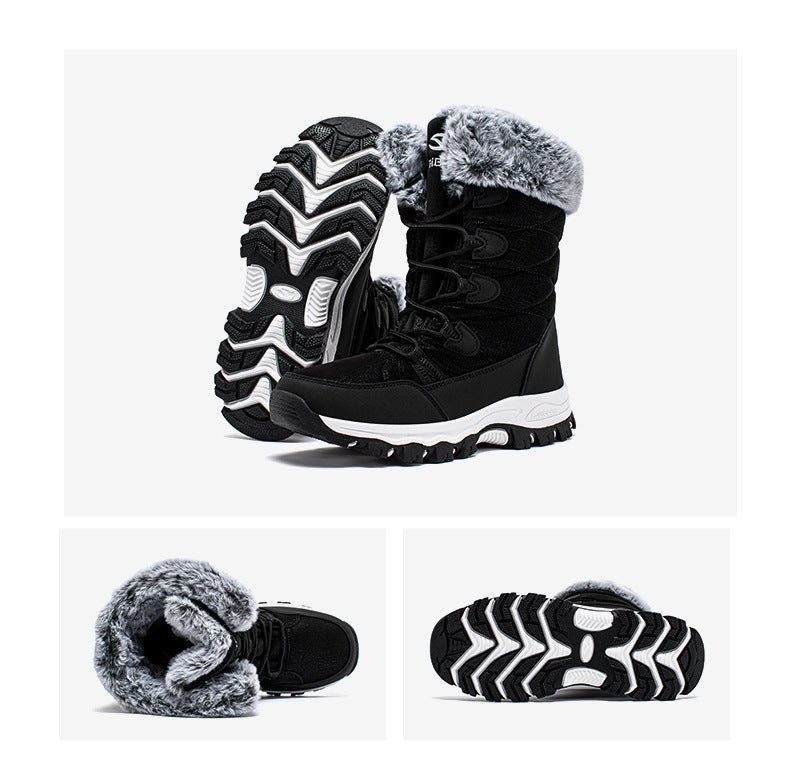 Hobibearwinter adult snow boots for men and women long cotton boots trendytie back ski boots