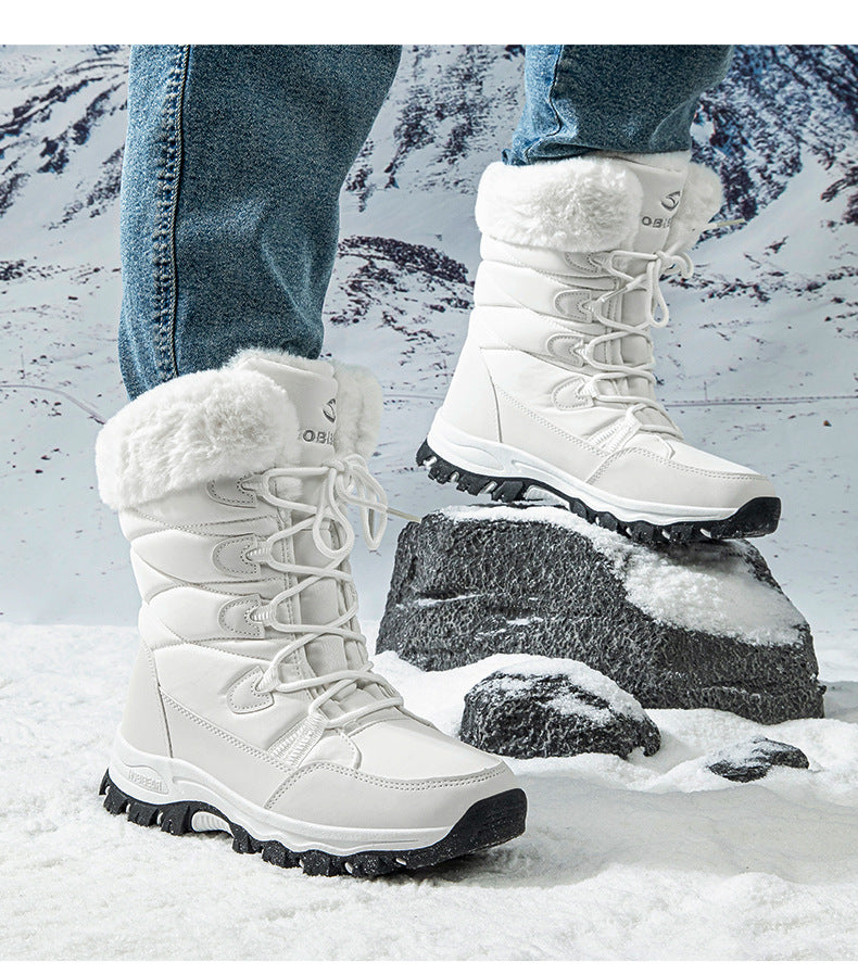 Hobibearwinter adult snow boots for men and women long cotton boots trendytie back ski boots