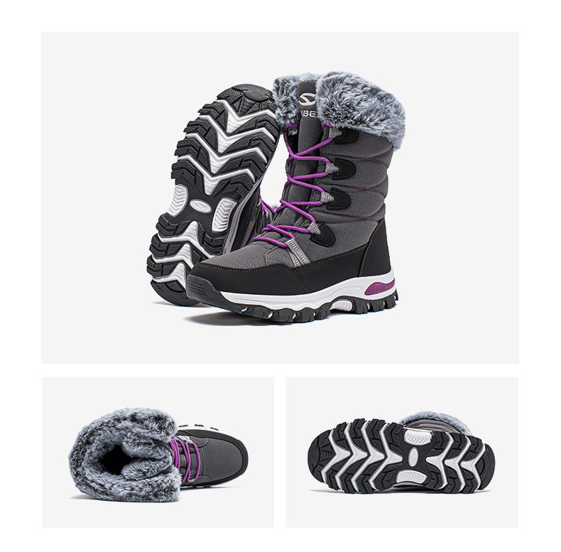 Hobibearwinter adult snow boots for men and women long cotton boots trendytie back ski boots